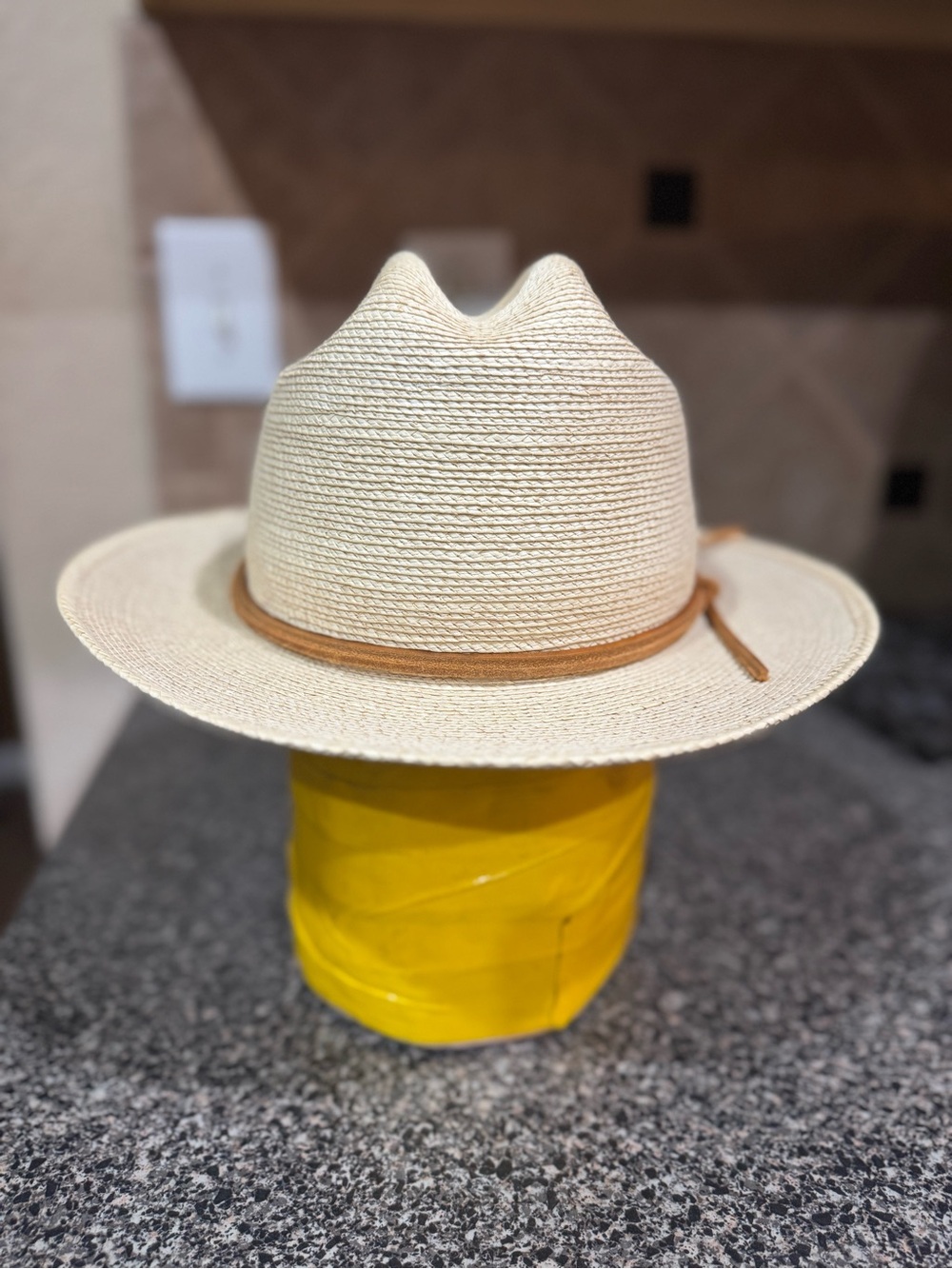 Sunbody hats palm leaf open road style fedora size 7 1/8 - Picture 2 of 5